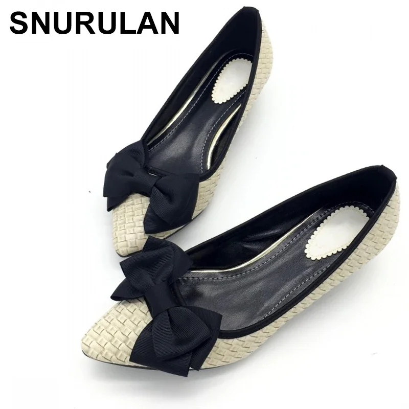 

SNURULANSexy Pointed Toe Women's LowHeel Pumps Shoes Spring Vintage PU Bowtie Slip On Office Lady Single Shoes Females ShoesE668