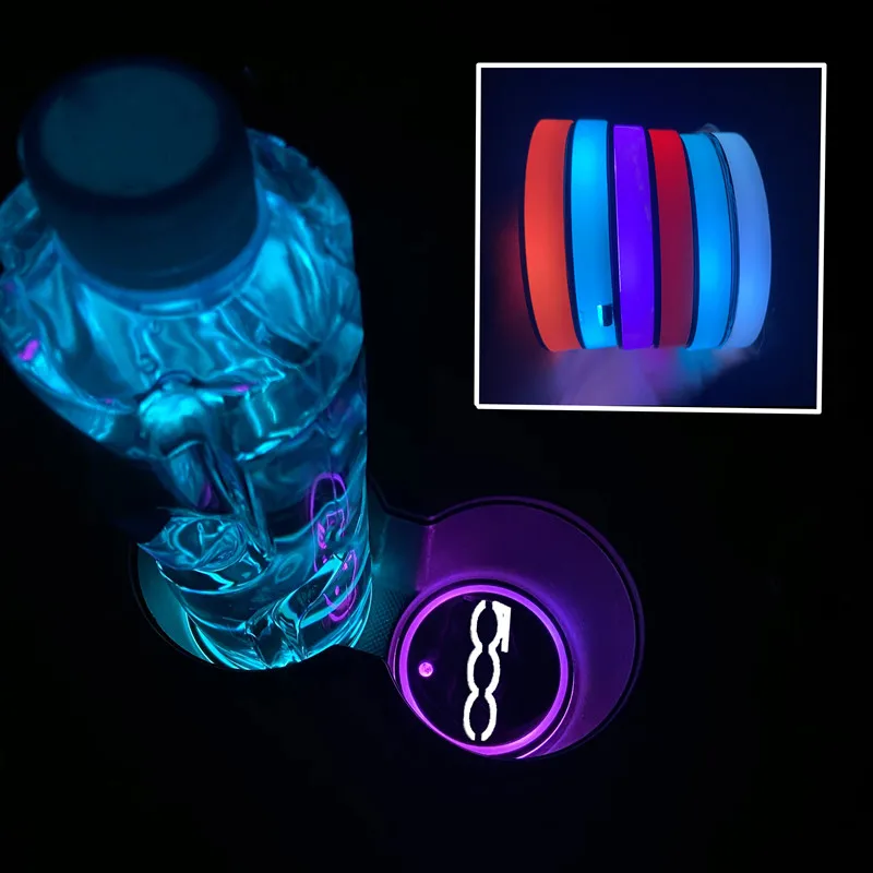 

7 Color Luminous Car Cup Coaster Holder Car Led Atmosphere Light For Fiat 500 Tipo grande punto ducato bravo palio panda doblo