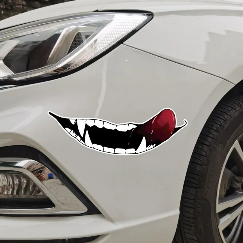 

1 PC Motorcycle Helmet Sticker DIY Decorate Car Body Styling Decals Self Adhesive car sticker accessories Evil teeth tongue