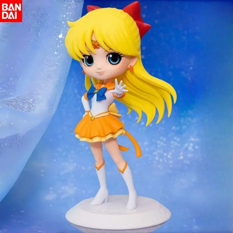 BANDAI Anime Sailor Moon Cosmos Qposket Eternal Sailor Venus Action Figures Pvc Statue Model Collectible Ornament Toy Kids Gifts