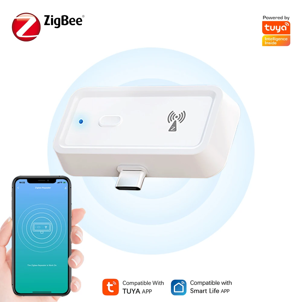 Tuya Zigbee Signal Repeater Type-C Powered Input Smart Gateway Hub Signal Amplifier Extender Mini Size Works With Smartlife APP