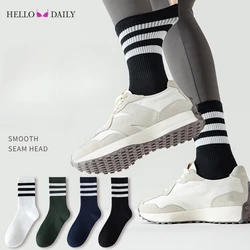 Kawaii Socks Mid Tube Socks Ins Trendy Solid Color Street Striped Breathable Sports Thin Socks for Woman Men Unisex