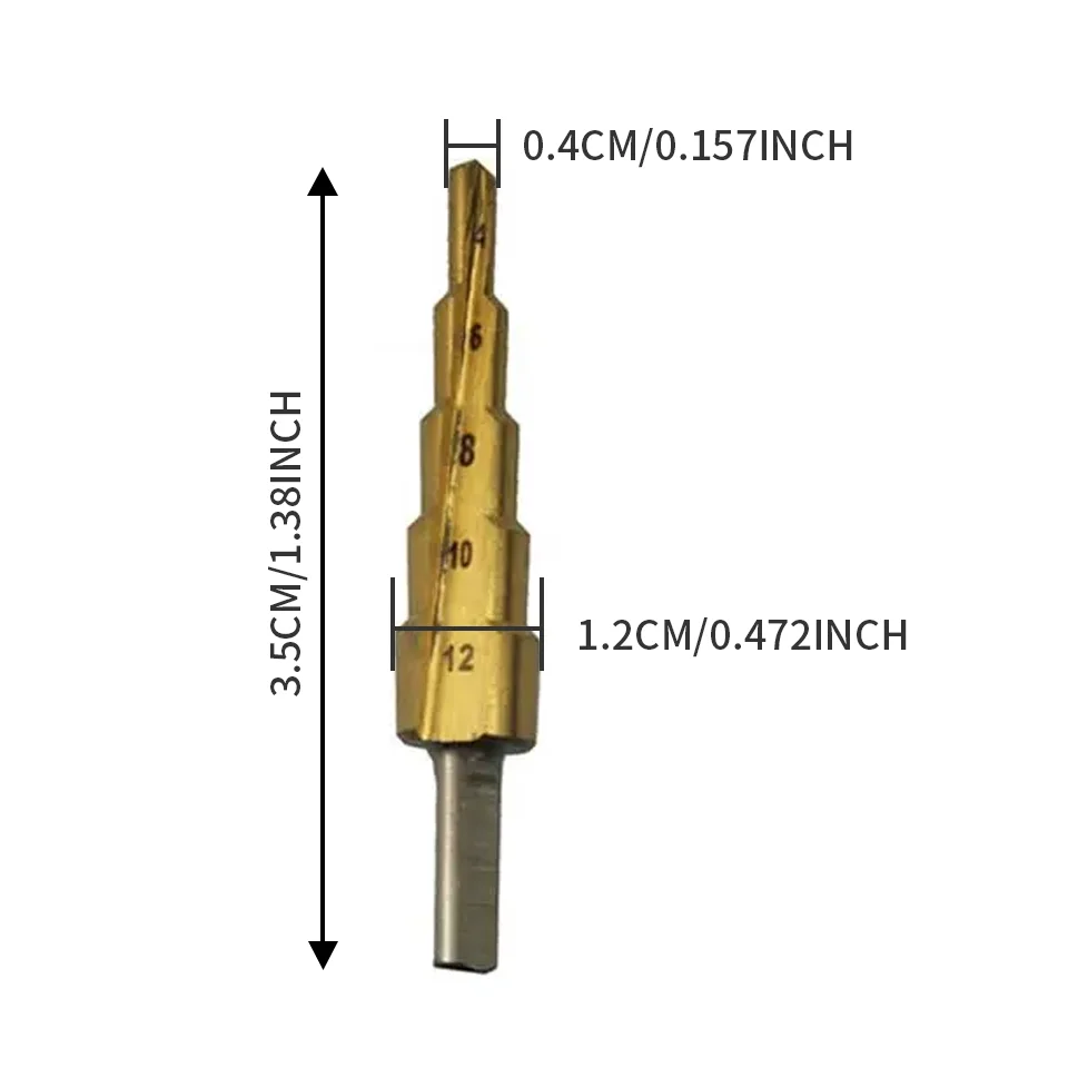 

3-Piece Set, Hss Fully Ground Straight Flute Triangular Shank Step Drill, 4-12mm, 4-20mm, 4-32mm, 4241 Type Step Drill Bit, High-Speed Steel Material