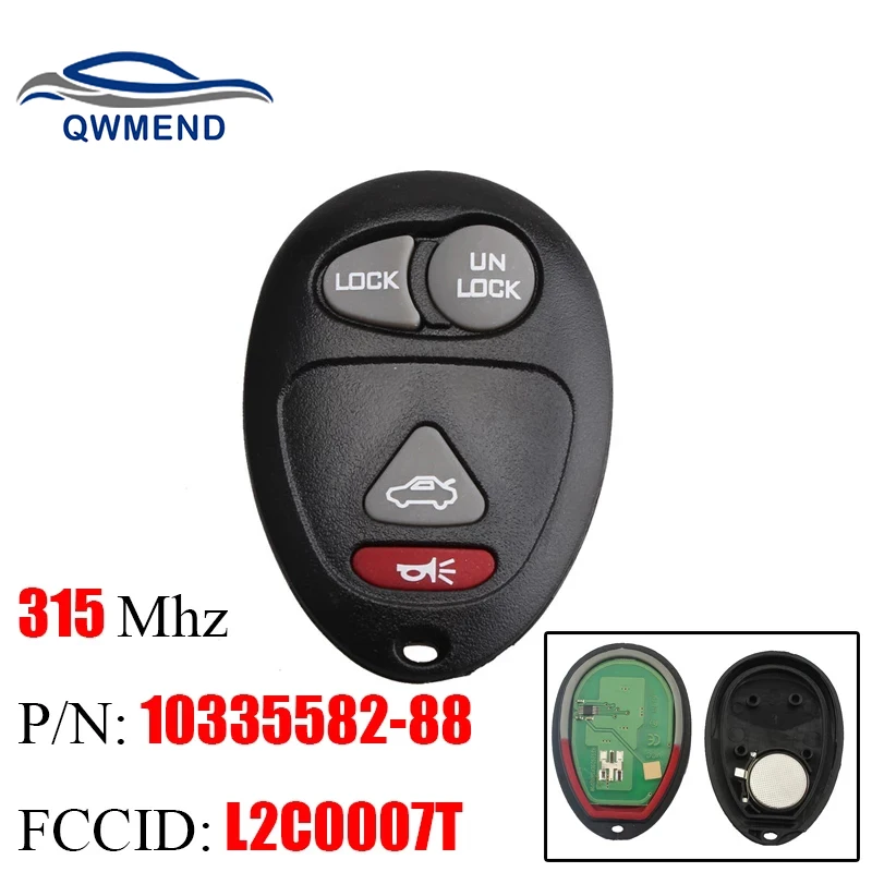 QWMEND 3+1 4Buttons Keyless Remote Car key For Buick Century Regal Rendezvous 315Mhz For Pontiac Aztek Grand Prix Car keys