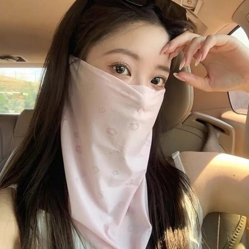 Breathable Ice Silk Mask Quick Drying Anti-UV Sun Protection Mask Ear Hanging Design Neck Protection UV Blocking Mask