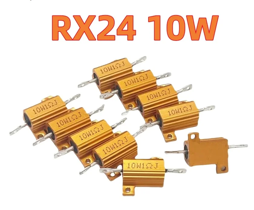 RX24 10W 0.01~30K Gold aluminum shell resistor 1 2 3 5 6 8 10 40R 43R 45R 47R 48R 50R 51R 56R 60R 250R 120R 750R 25K 62 ohms