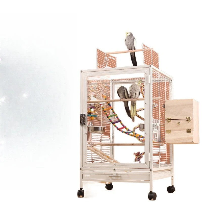 

Transparent acrylic splash-proof parrot cage, bird cage, tiger skin Xuanfeng peony