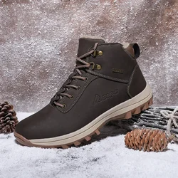 2024 Fashion Outdoor Winter Snow Boots For Men Male Sneakers Adult Quality Rubber High Top Super Warm Plush Warm Ankle Boots