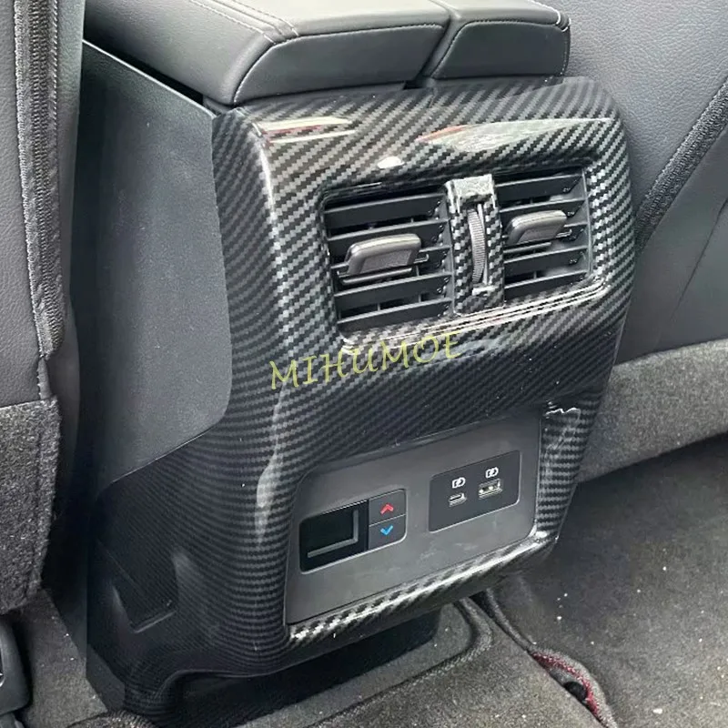 

For Nissan Rogue X-Trail T33 2021 2022 2023 2024 2025 Carbon Fiber Interior Rear Seat Armrest Air Vent Cover Overlay Accessories