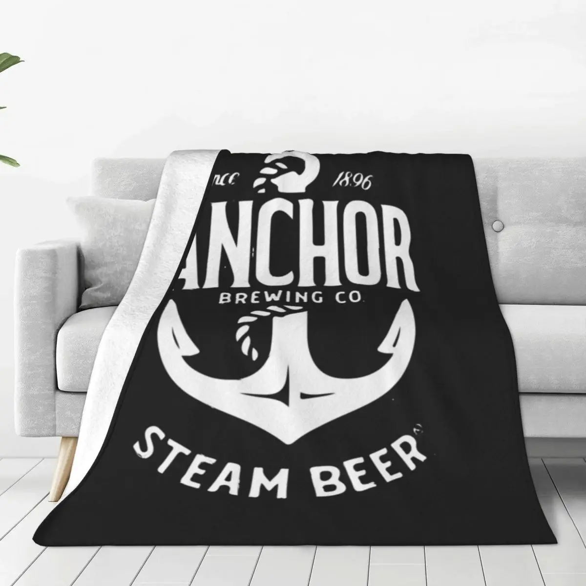 Super Soft Blanket Camping Anchor Steam Beer Throw Blanket Vintage Logo Flannel Bedspread Living Room Novelty Sofa Bed Cover