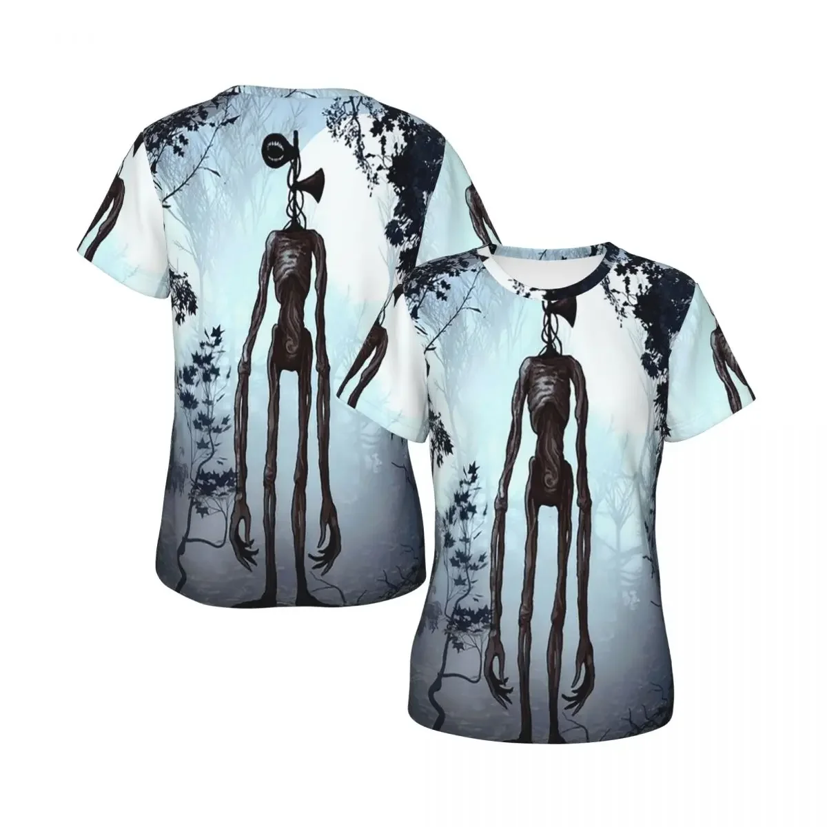 Siren Head In Dark Forest T-Shirt for Women Round Neck Streetwear T Shirts Women's Tees Short Summer Clothes Tops