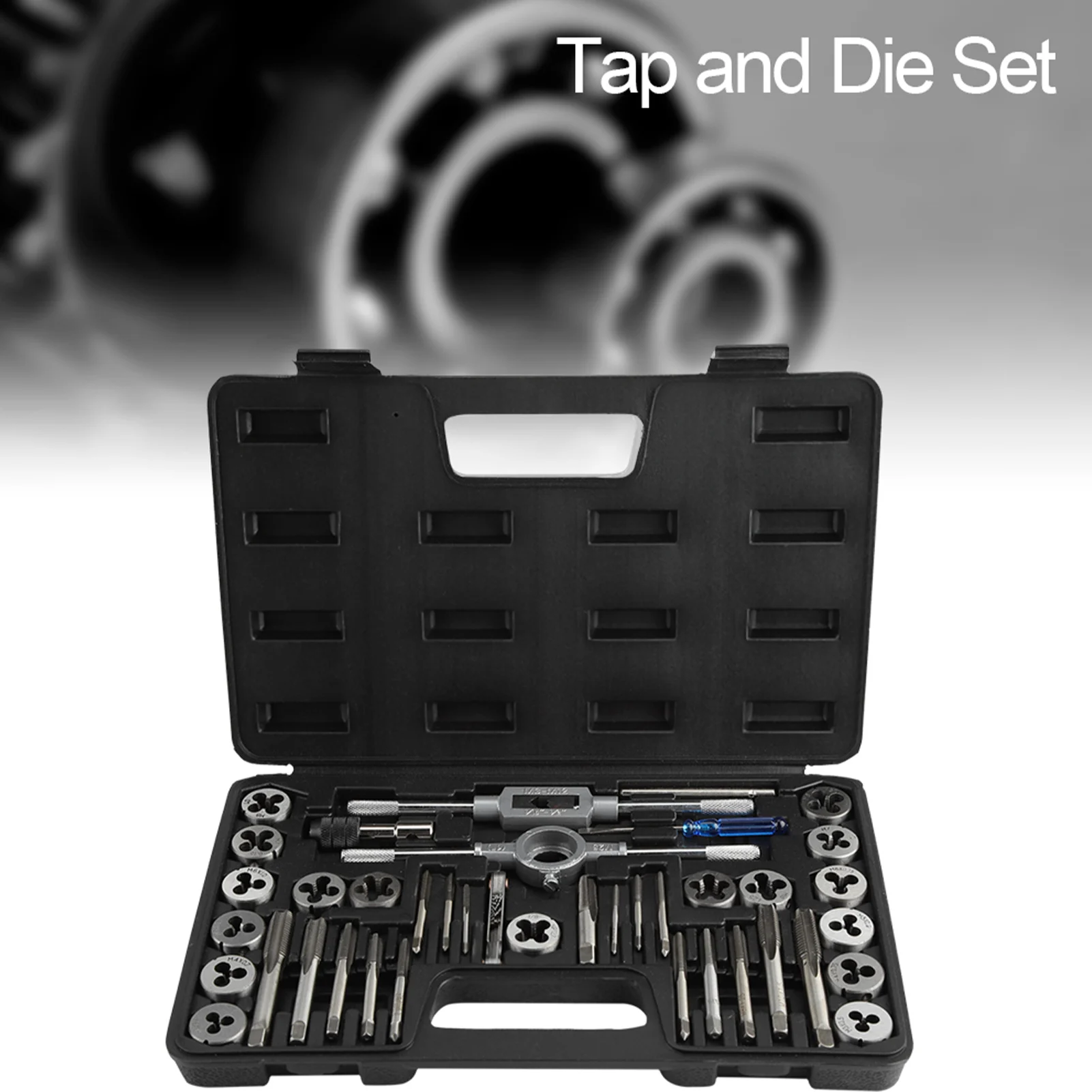 40Pcs Screw Tap Tapping Tool Thread Tap M3-M12 Screw Nut Tap and Die Set with Wrenches and Thread Gauge Heavy Duty Hand Tools