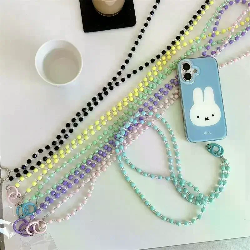 

Красочные яркие цвета из бисера, подвесная цепочка для мобильного телефона, универсальное ожерелье, подвесная веревка для сумки для телефона, через плечо для телефона