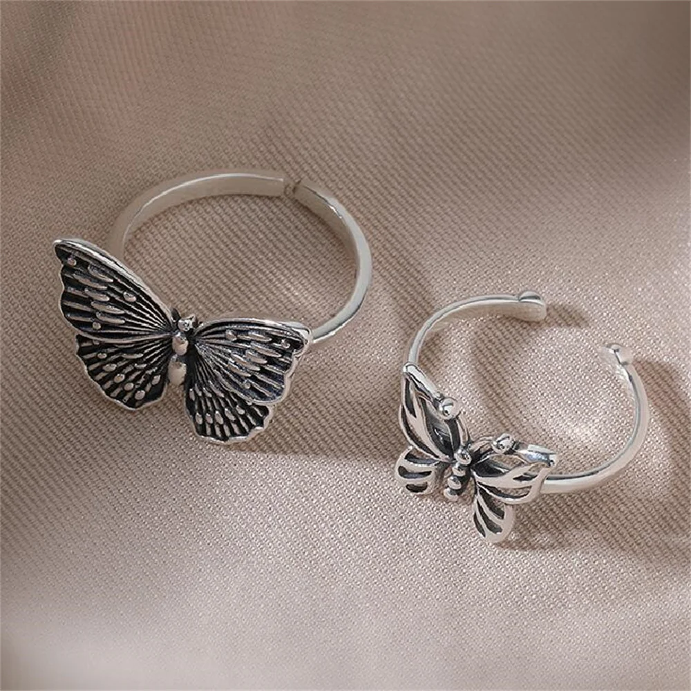 Antique Silver Color Hollow Butterfly Ring Set For Women Retro Trendy Jewelry Ring Accessories Dropshipping