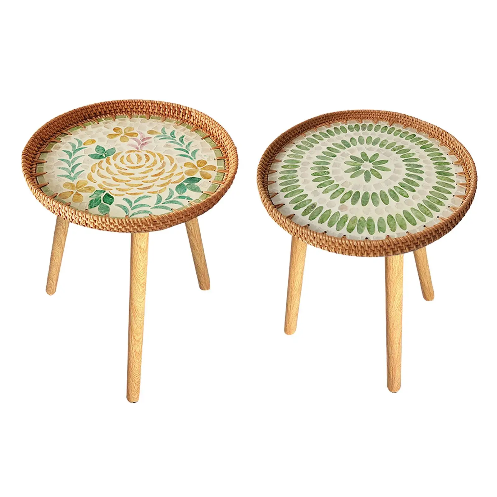 Rattan Table for Plants And Drinks, Versatile Nightstand for Indoor And Outdoor