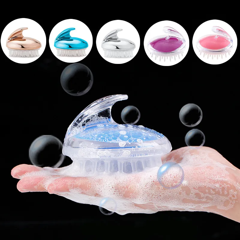 ซิลิโคนคริสตัลโปร่งใสหัวนวดแชมพูแปรงหวีนุ่มแปรงทำความสะอาด Scrubber ล้างฝักบัวอาบน้ำอุปกรณ์