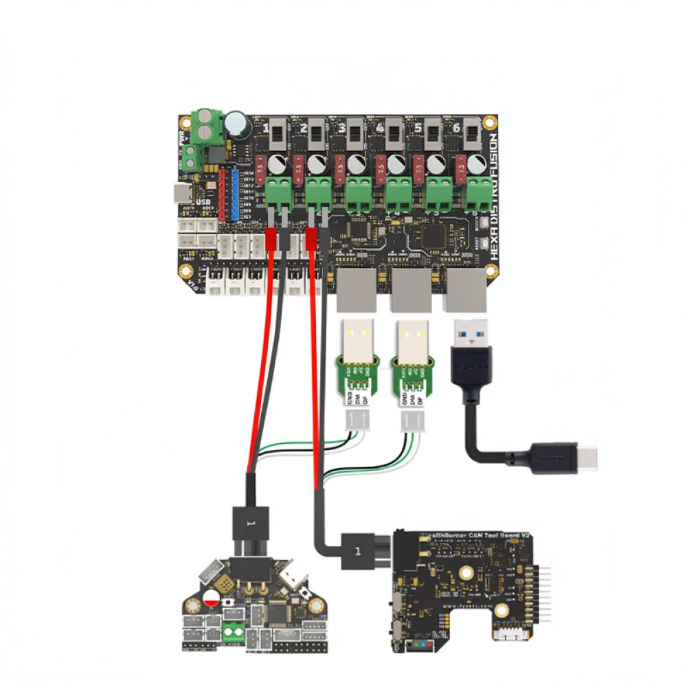 For FYSETC 3D Printer Circuit Expansion Hub CANBUS Interface Power Distributor USB 2.0 Module Multi Functional Connector