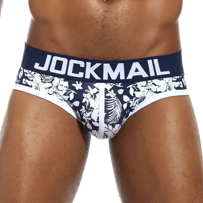 JOCKMAIL Brand Men Underwear Men\'s Sexy Print Briefs bulge pouch men bikini jockstrap Low waist breathable cotton gay underwear