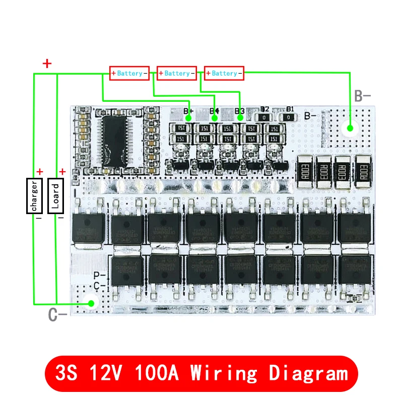 5S 4S 3S BMS 100A 21V 18V 16.8V 12V 18650 Li-ion LMO Ternary Lithium Battery Protection Circuit Board Balance Charging