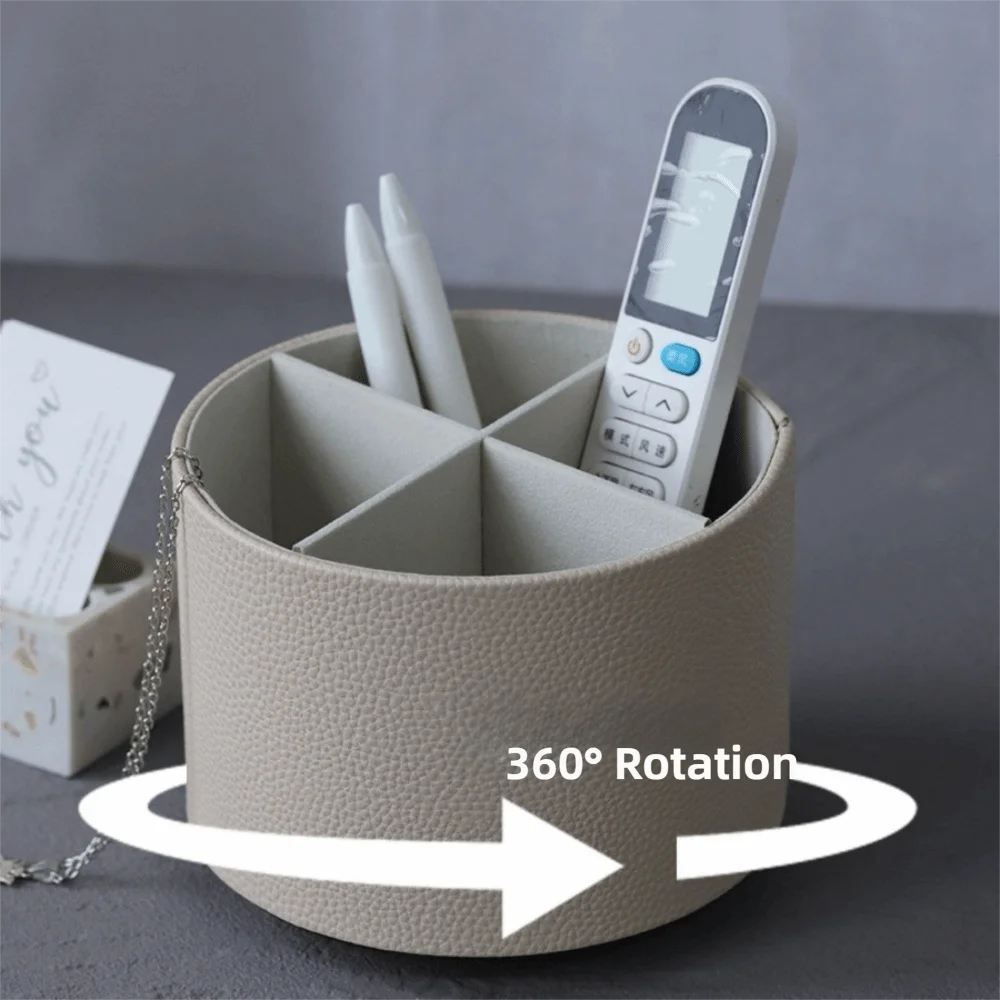 Kreative drehbare Aufbewahrungsbox, 360-Grad-Leder-Kosmetikregal, zylindrischer drehbarer Stifthalter, Make-up-Pinsel-Aufbewahrung