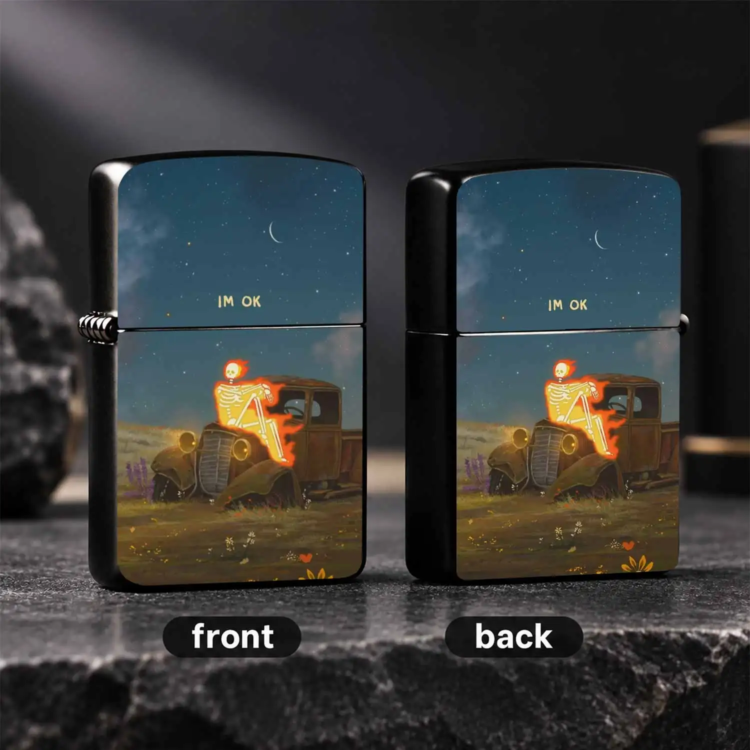 Creative Skeleton Flame Themed Portable Lighter, Retro Starry Wilderness Vibe Unique Decor Accessory, Practical Daily Carry Gift For Friends, Fun Stylish Small Supply Suitable For All Scenes, Distinctive Trendy Must-Have Item To Light Up Yo
