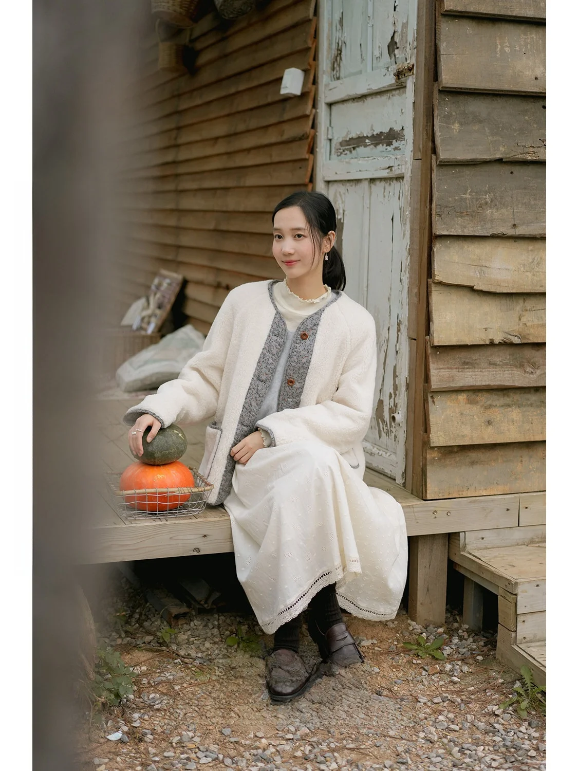 

Двустороннее пальто из овечьей шерсти и хлопка с цветочным принтом, свободного кроя, удлиненное, на одной пуговице, для женщин