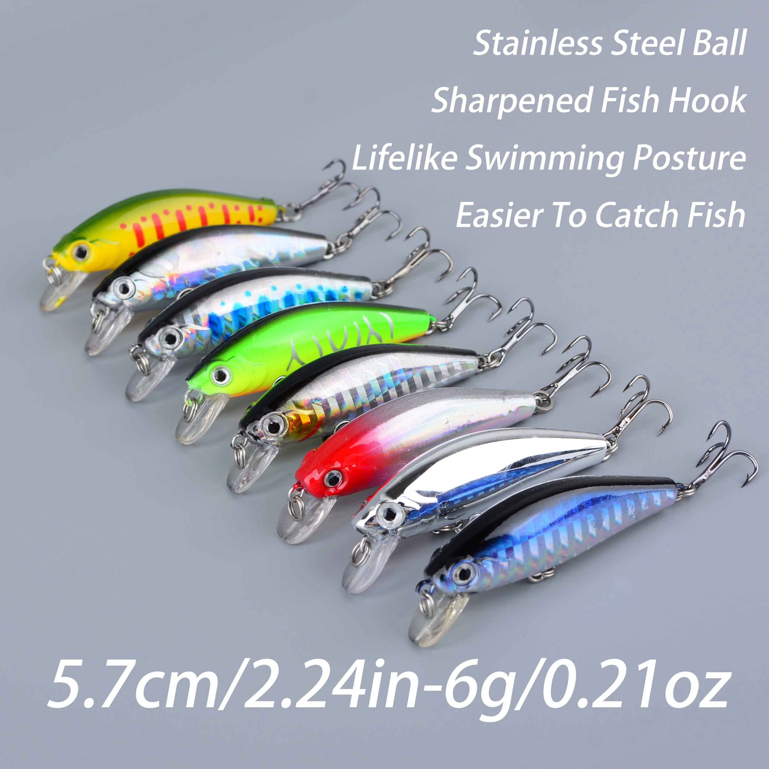 Señuelo Minnow hundible Wobbler Crank para lubina con anzuelo - imagen 4