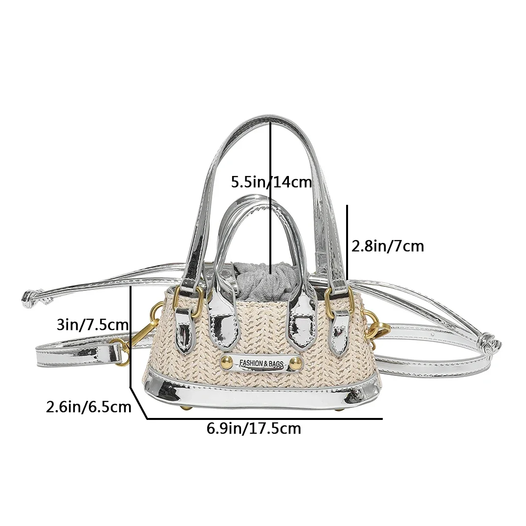 Sac à main en cuir PU et paille pour femme, mini sac à bandoulière, sac à main pour téléphone, sac à main polyvalent, rouge à lèvres, tendance, proximité, 2024