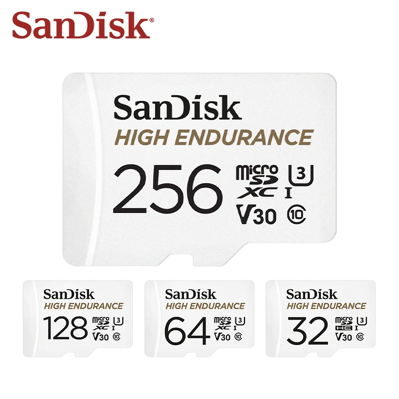 SanDisk High Endurance microSD Card 32GB 64GB 128GB 256GB UHS-I C10 U3 V30 Up to 100MB/s TF Card for Dash Cam Security Camera