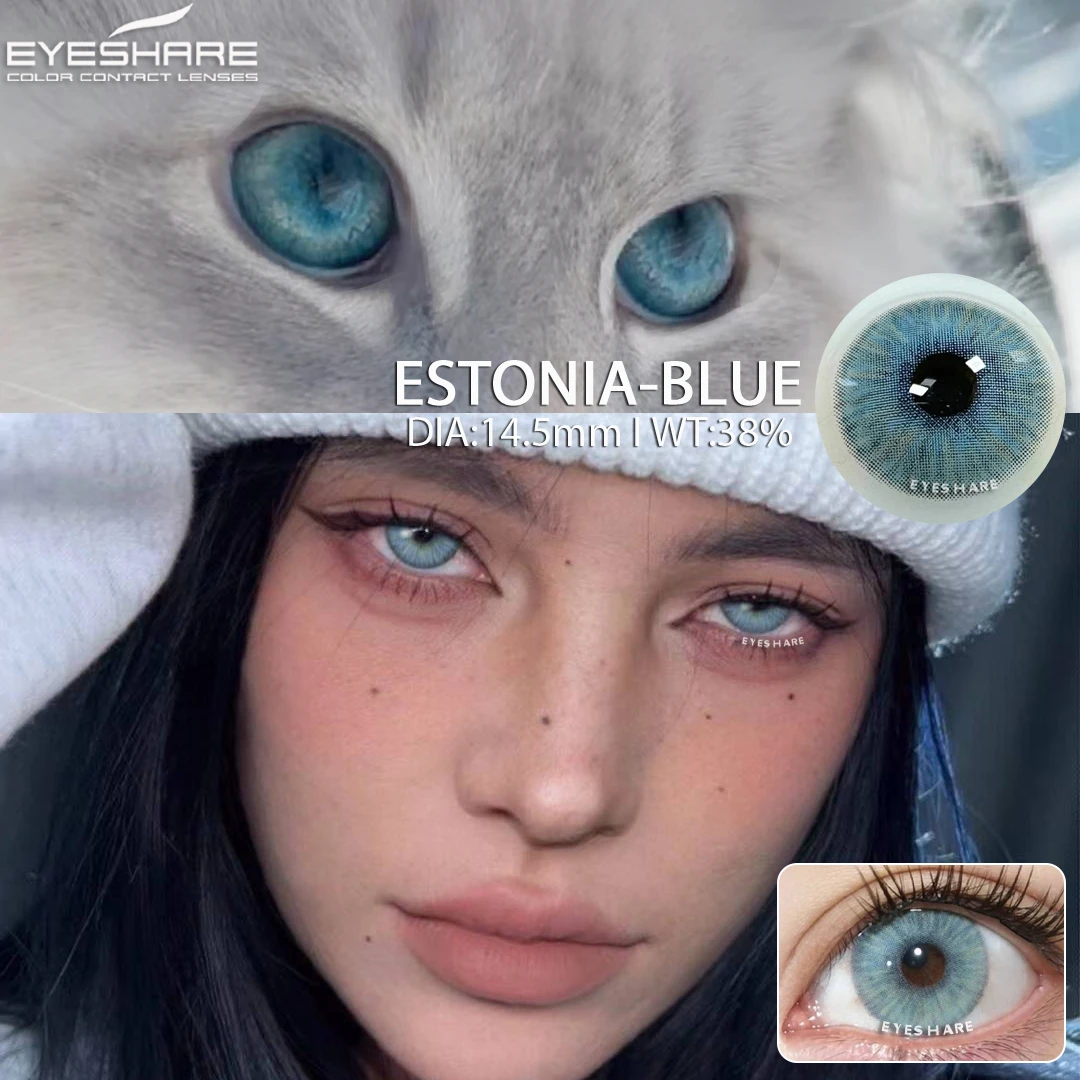 EYESHARE lensa kontak berwarna mode lensa abu-abu kontak coklat lensa mata biru lensa kontak riasan warna-warni tahunan 2 buah/pasang