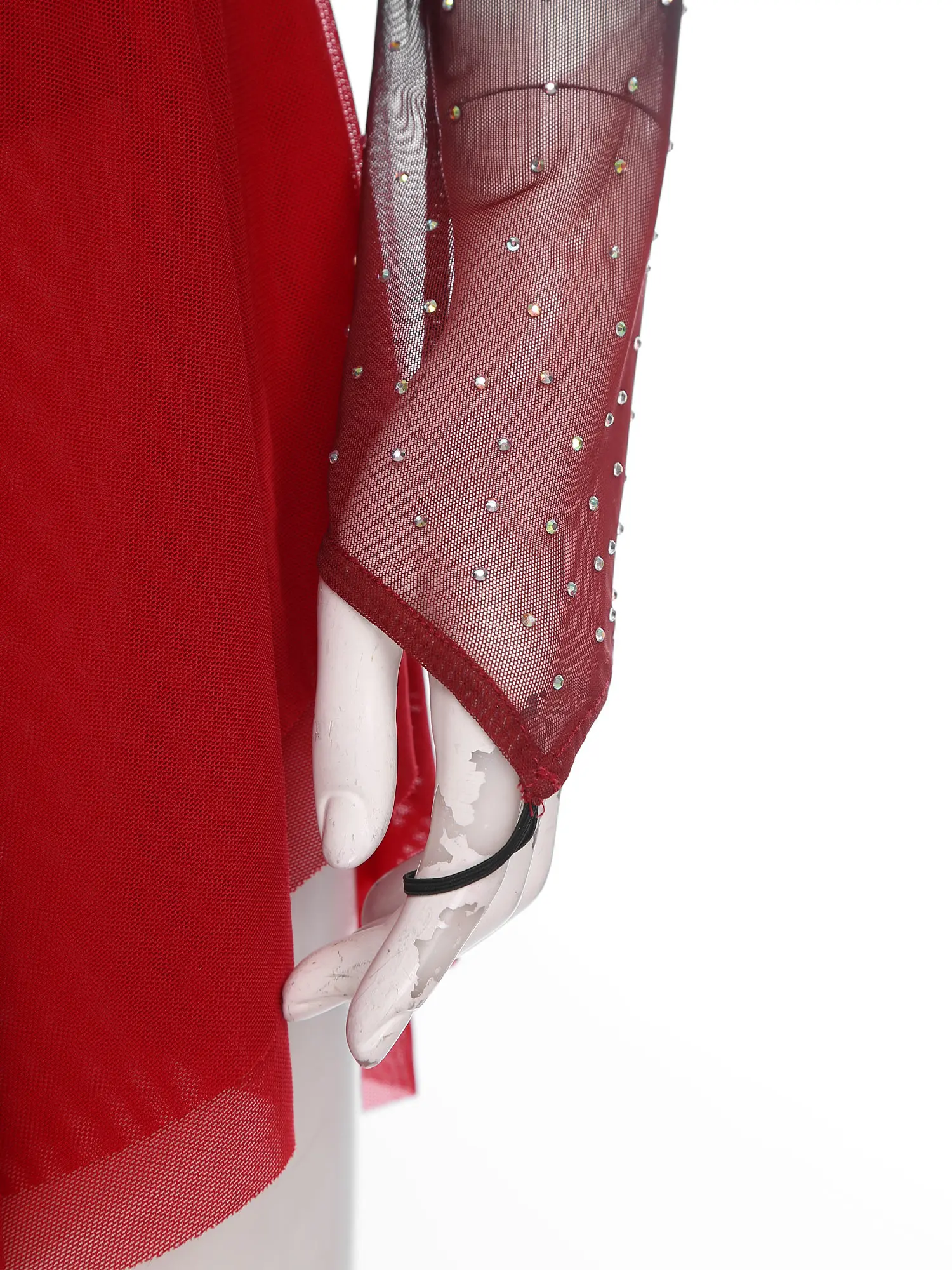 

Women Figure Skating Lyrical Ballet Dress Gymnastics Artistic Dance Mesh Long Sleeves Glittery Rhinestones Dance Leotard Dress