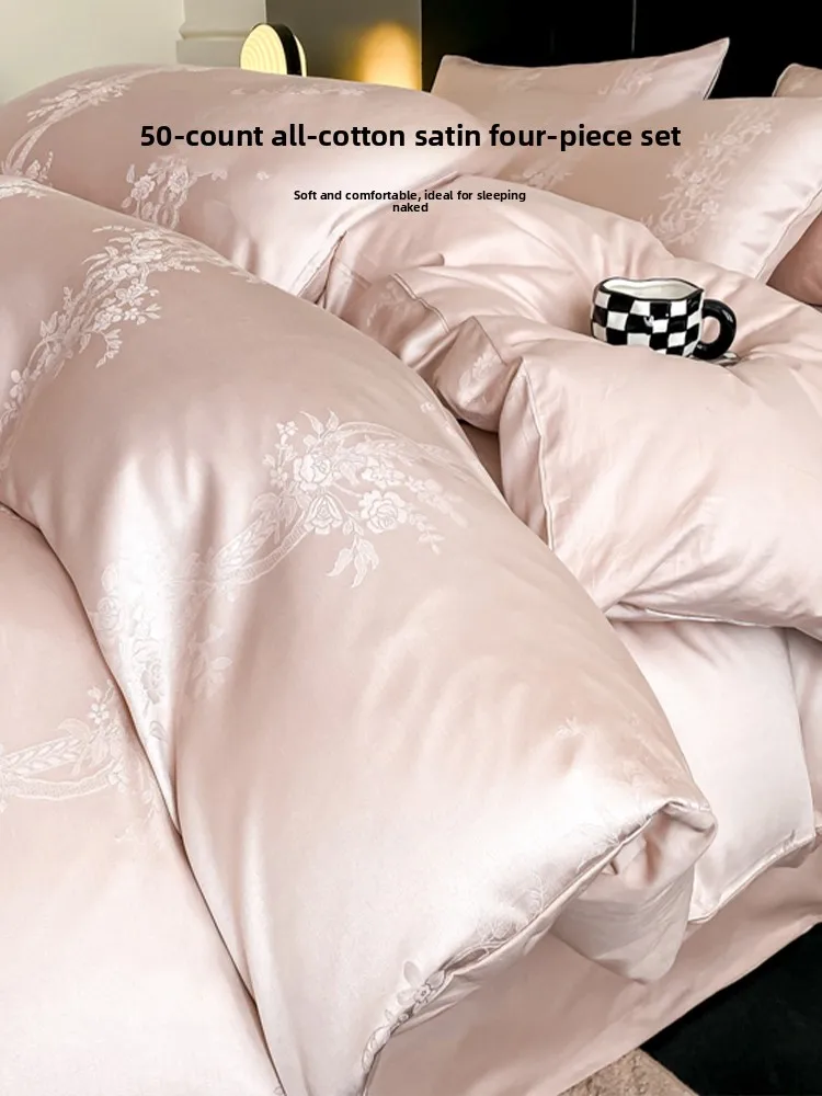 

Комплект постельного белья из чистого хлопка, 50 нитей, с цветочной вышивкой, пододеяльник и простыни, комплект из трех предметов, для всех сезонов, размер Queen