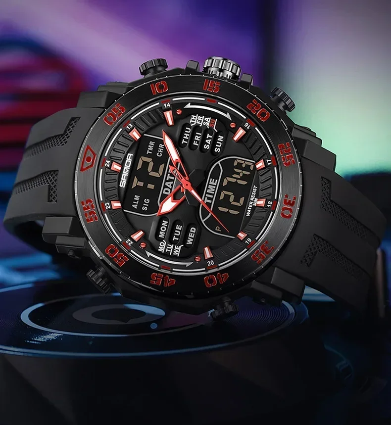 Sanda New Model Hand Clock ForMen Fashion delicate Design Alarm Mode Outdoor Sports Multiple Functions Chronograph Hand Watch