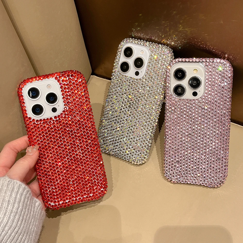 

Cute Glitter Bling Diamond Crystal Phone Cases for IPhone 16 15 14 13 12 17 Pro Max 16 Plus 11 Air Shockproof Back Case Cover