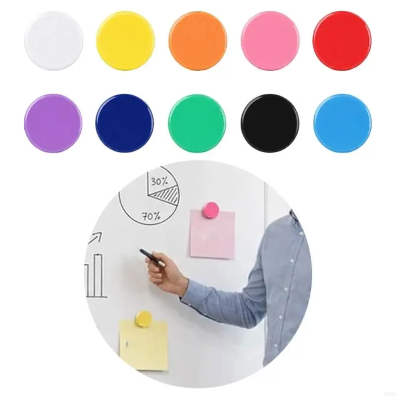 Round Fridge Magnets Refrigerator Magnets Plastic Case 10 Assorted Hues,2 50 Pack Mini Decorative Magnets for B03E