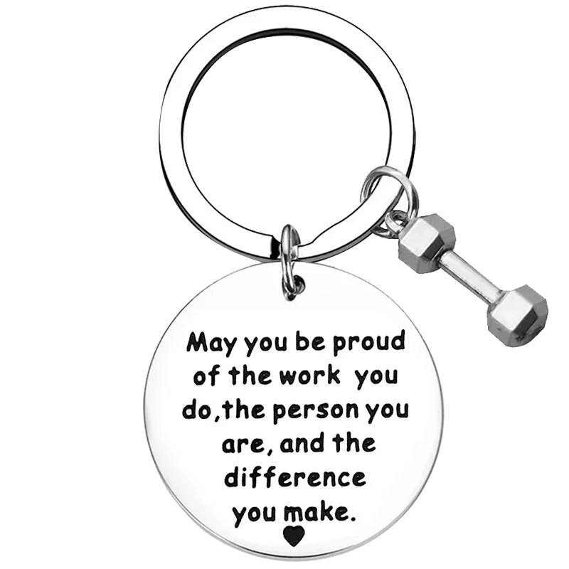 New Fitness Trainer Gift Keychain May You be Proud of the Work You Do Key Rings Barbell and dumbbell Gifts