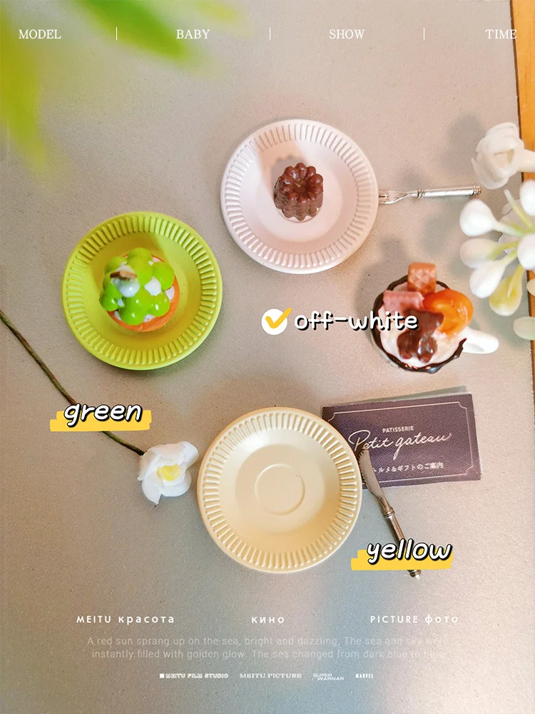 Dollhouse Mini Round Plates Wall Mounted Decor Dishes Miniature Tableware Model Kitchen Scene Craft Findings