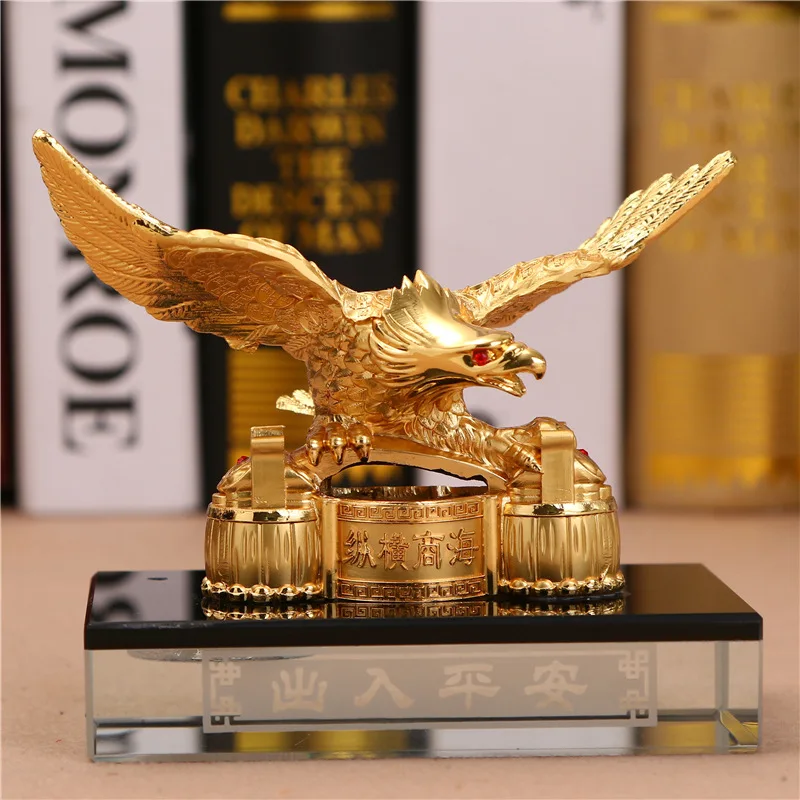 

Wholesale HOME CAR Decorative statue Good luck golden Auspicious Eagle Recruit wealth bring money FENG SHUI