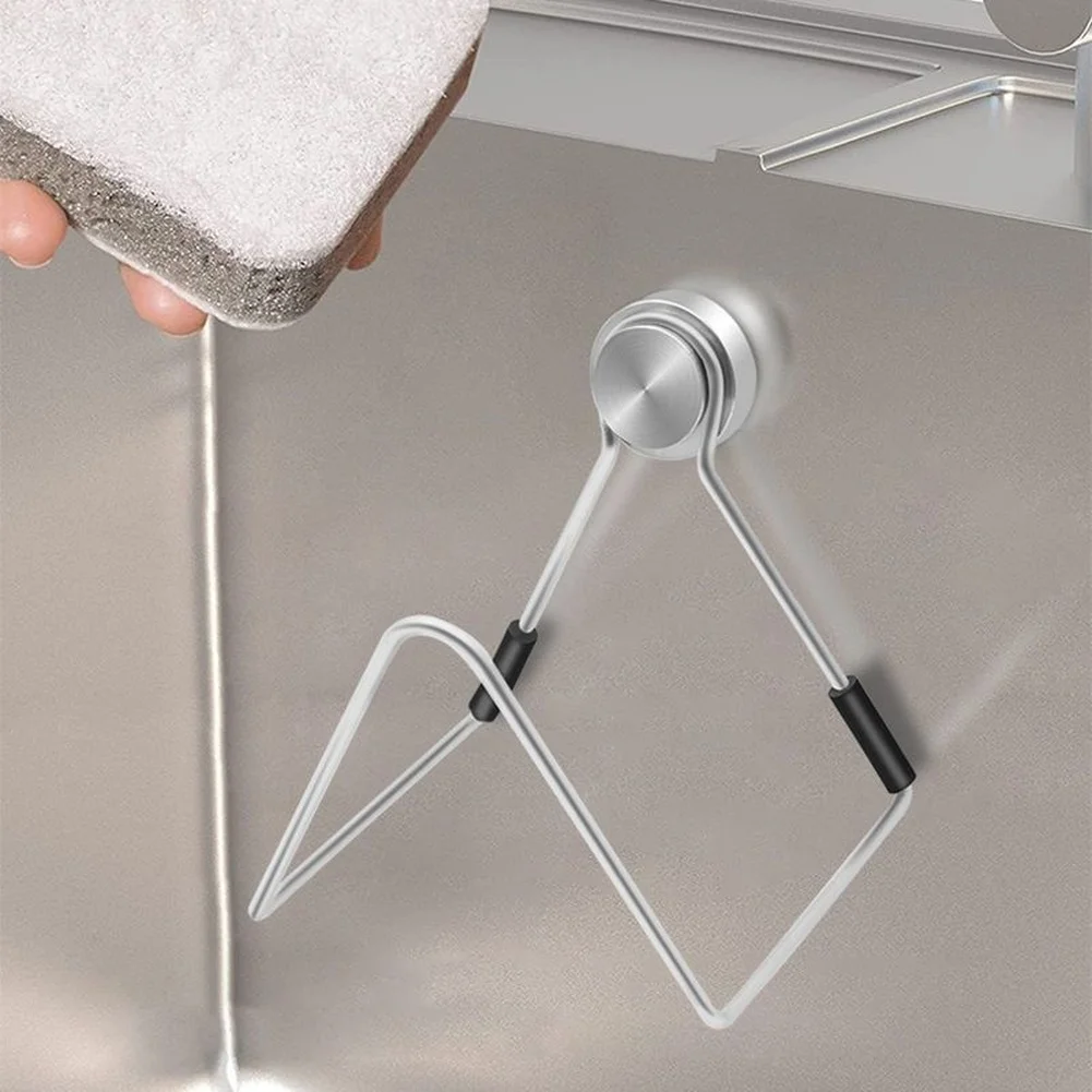 Magnetic Sponge Holder Made of 304 Stainless Steel for Secure Attachment to Stainless Steel Sinks and Appliances