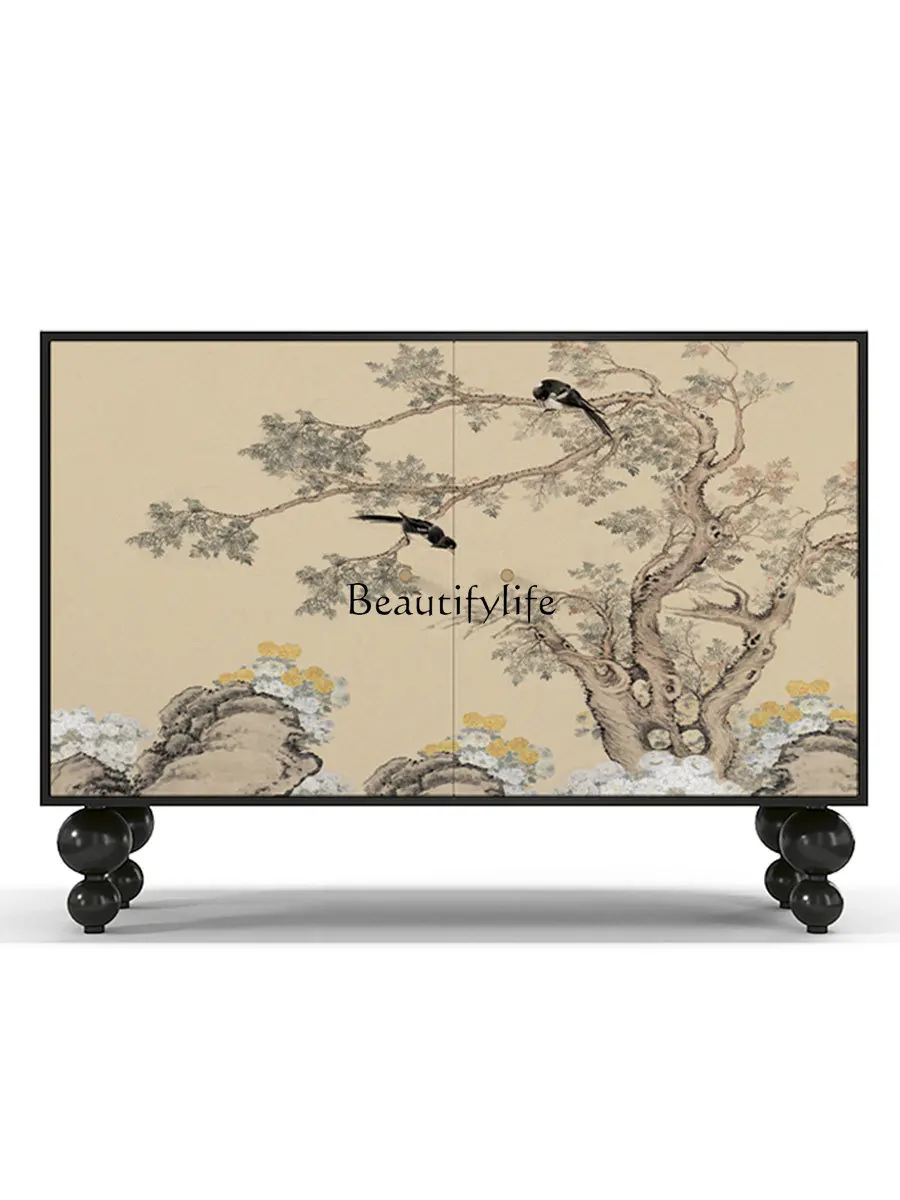 

Retro Style Chinese Style Storage Organizer Living Room Floor Wall Solid Wood Entrance Cabinet