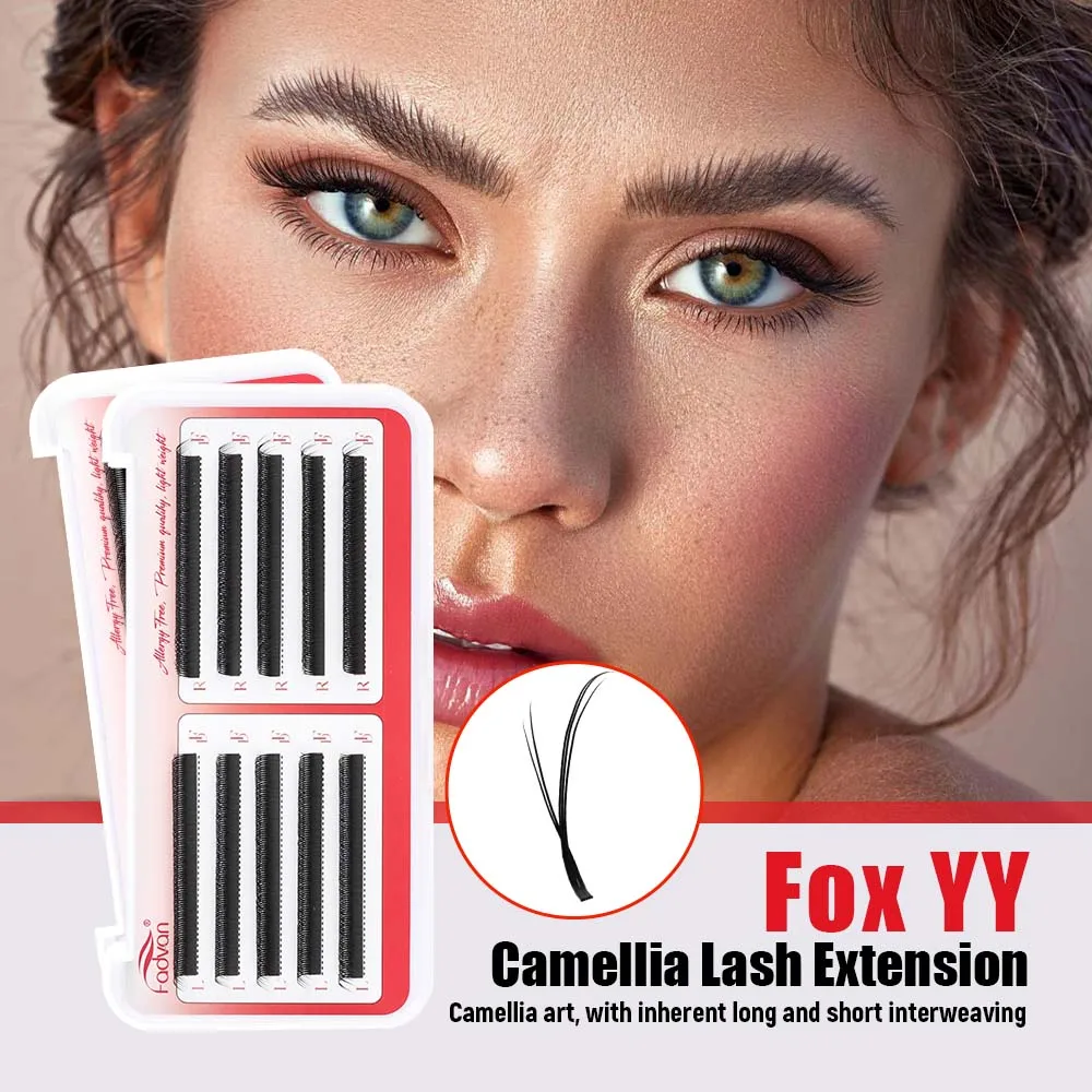 Fadvan Fox Y shape Eyelashes Extension Fox Eye Eyelash 0.07mm 8-15mm Mixed Handmade Premium Materials Natural Soft YY Shape