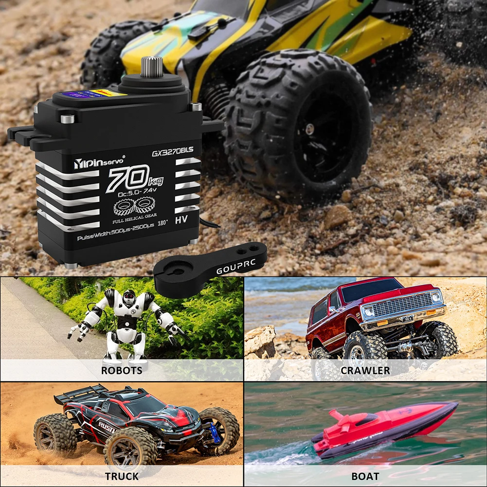 

70KG High Torque Servos 7.4V Oblique Gear Metal Gear Steering Servos for 1/8 1/10 1/12 RC Truck Car Crawler Boat Robot
