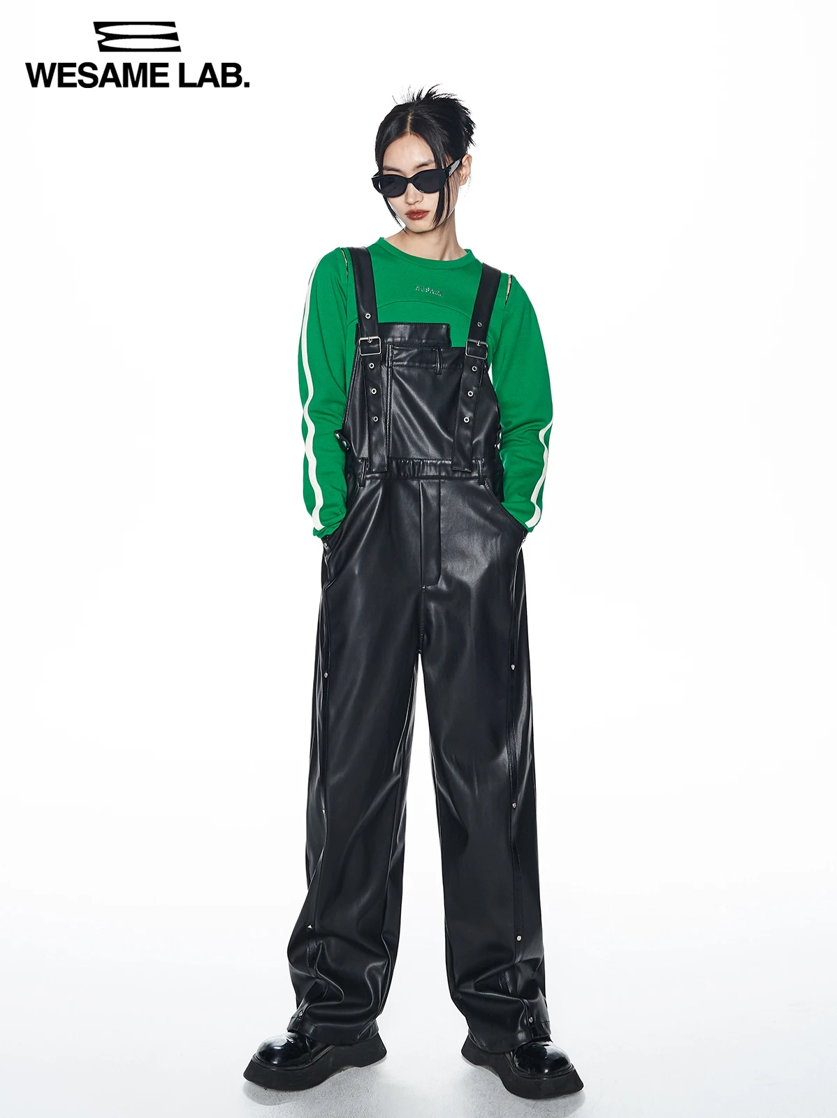 27-46 New 2024 Men Women GD Punk Niche Leather High Street Retro Straight Strap Pants Lovers Overalls Plus Size Singer Costumes