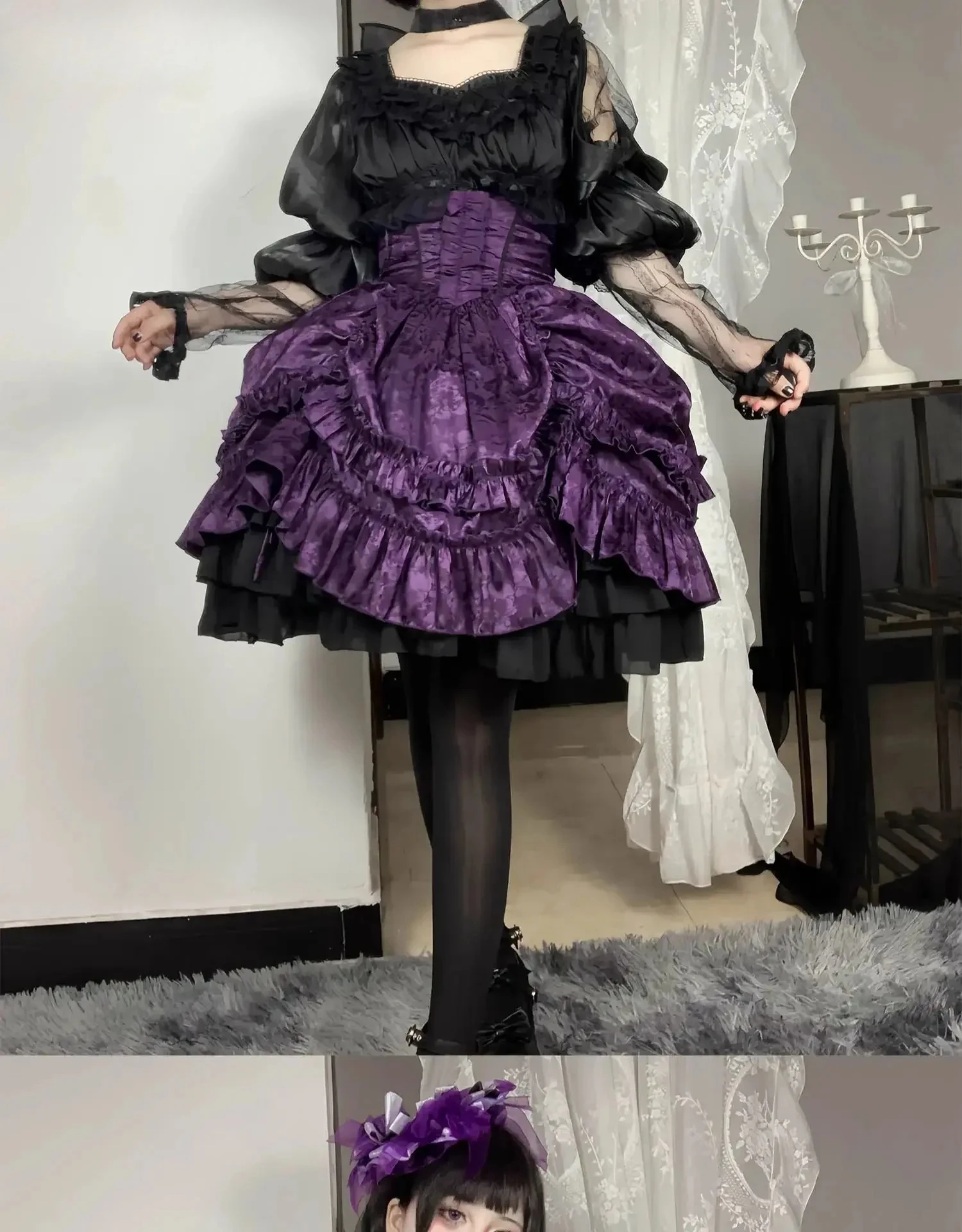 القوطية لوليتا نمط موضة حلوة لطيف أنيق تنورة غير رسمية فام قصيرة عالية الخصر التنانير للنساء 2025 جديد ربيع الخريف الساخن