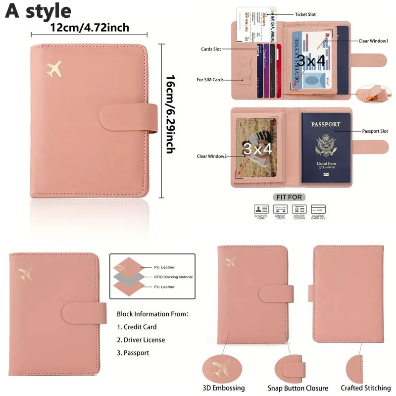 Leather Passport Holder Covers Case Waterproof Travel Credit Card Wallet Cute Passport Book for Women/Men Buckle Passport Cover