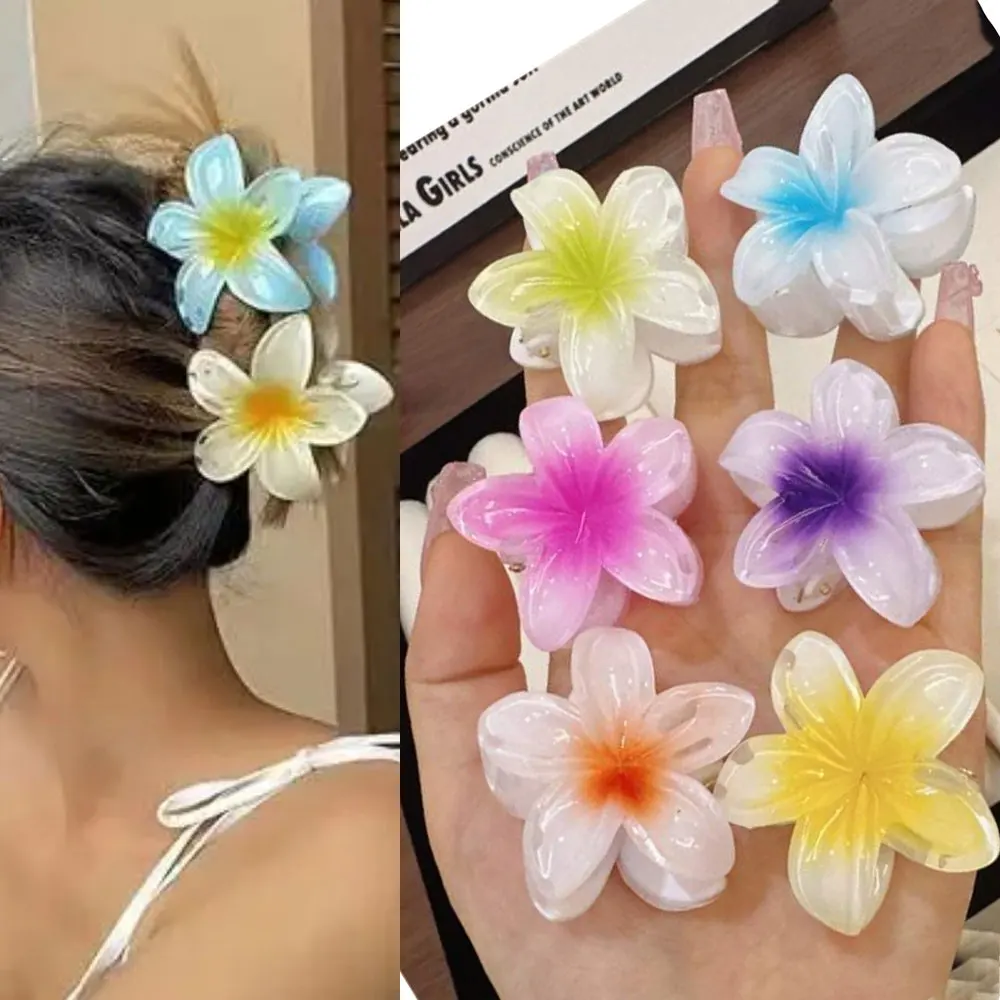 

Gradient Hair Clips Women Flower Hair Claws Shark Hairpins Vacation Beach Style Hairpins Hair Accessories