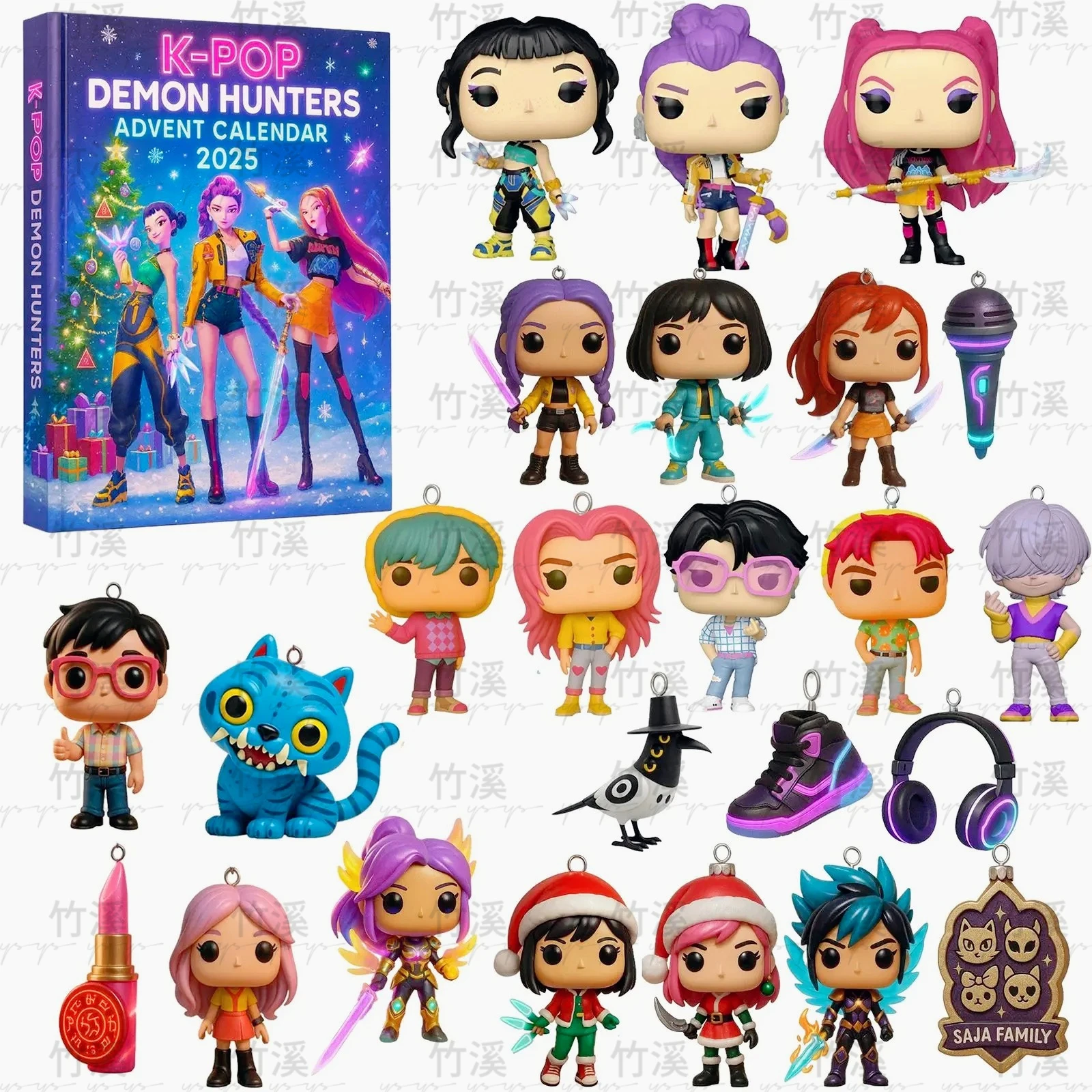 Kpop Demon Hunters Adventskalender Blind Box Speelgoedset - Huntrix, Rumi, Zoey, SAJA, Derpy Tiger Kerstmis Nieuwjaar Cadeau