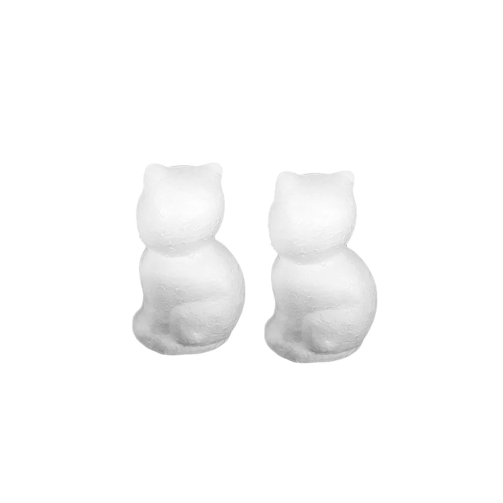 6 uds. De artesanía de gato de espuma, pintura artesanal creativa de gato blanco, actividad educativa para niños, adorno para guardería preescolar