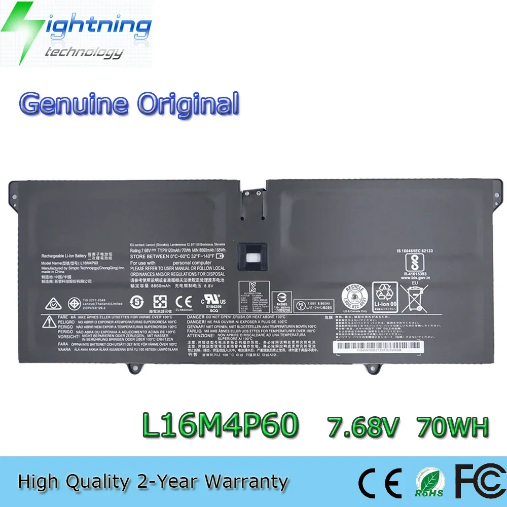 

Brand New Original L16M4P60 7.68V 70Wh Laptop Battery for Lenovo Yoga 920 920-13IKB 920-131KB 81TF L16C4P61