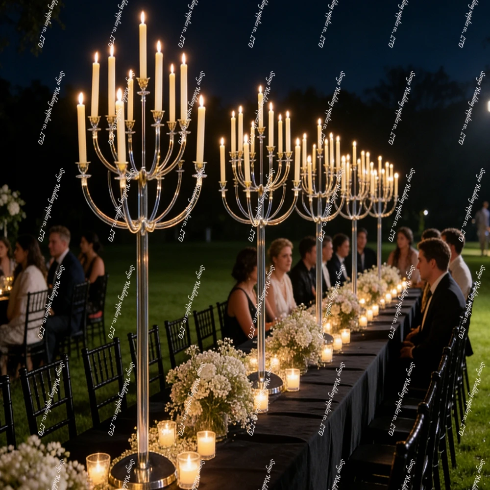 1-12pcs acrylic Candlestick Wedding Large 13 arms Pillar Candle Holder Floor Easter Decor Round Art Road Guide Ornament for Holi